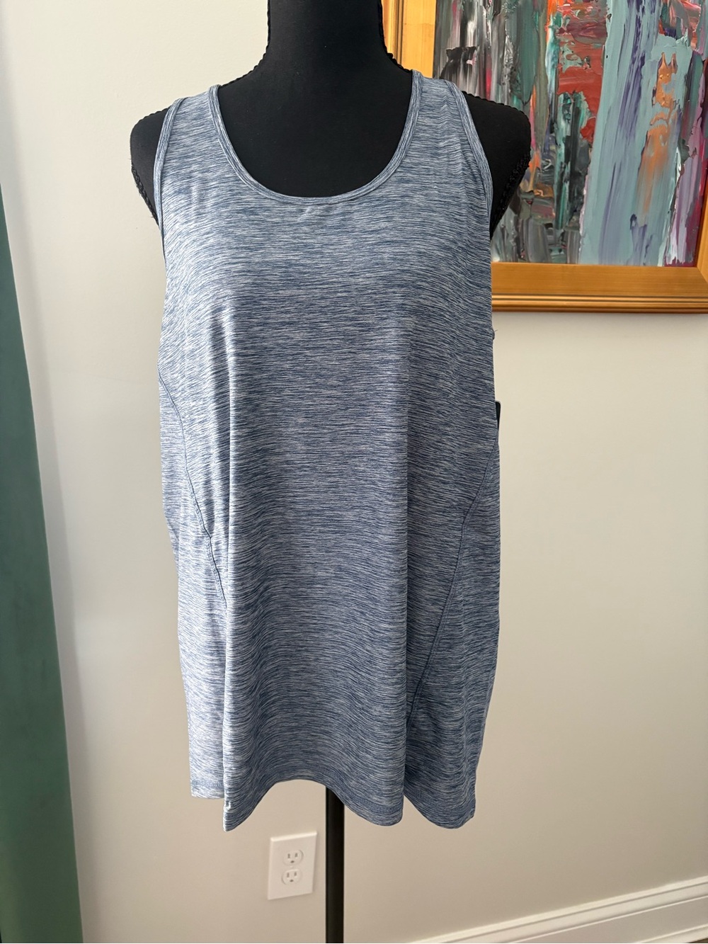 Women's Heathered Blue Sleeveless Active Tank Top